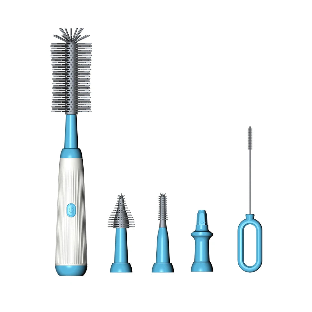 Escova Elétrica para Mamadeira — 1500mAh Sem Fio, Silicone, com Extensões