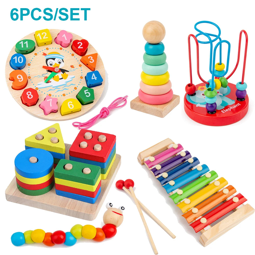 Quebra-Cabeça 3D Montessori de Madeira — Brinquedo Educativo para Bebês e Crianças
