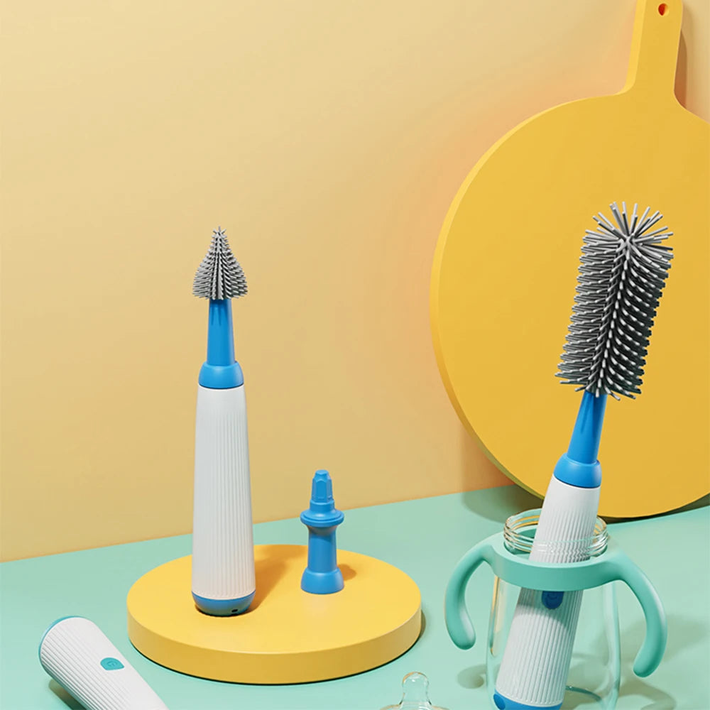 Escova Elétrica para Mamadeira — 1500mAh Sem Fio, Silicone, com Extensões