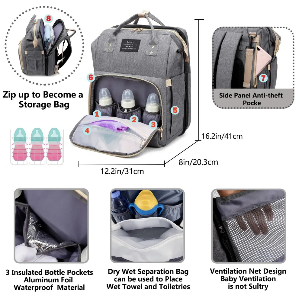 Mochila Maternidade com Berço Dobrável Integrado