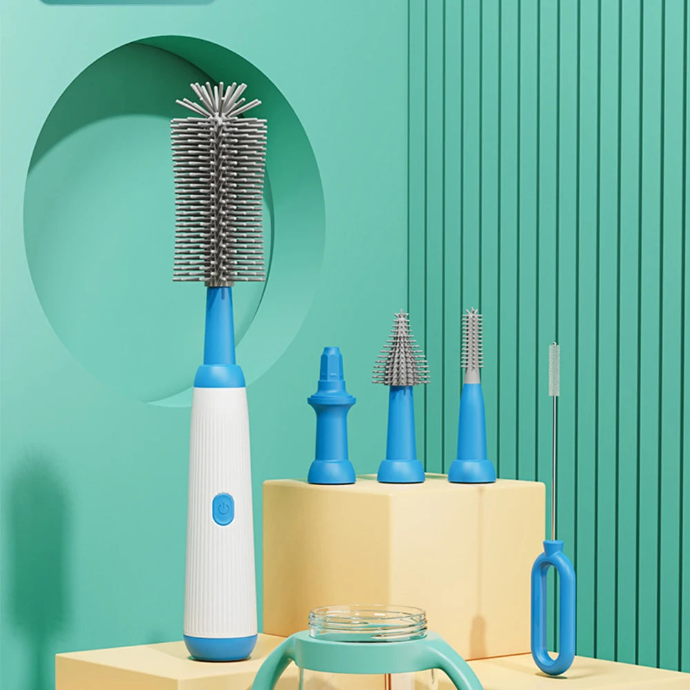 Escova Elétrica para Mamadeira — 1500mAh Sem Fio, Silicone, com Extensões