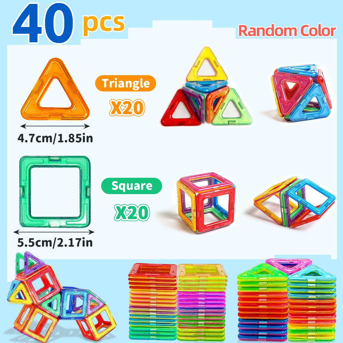 Blocos Magnéticos de Construção STEM — Brinquedo Educativo