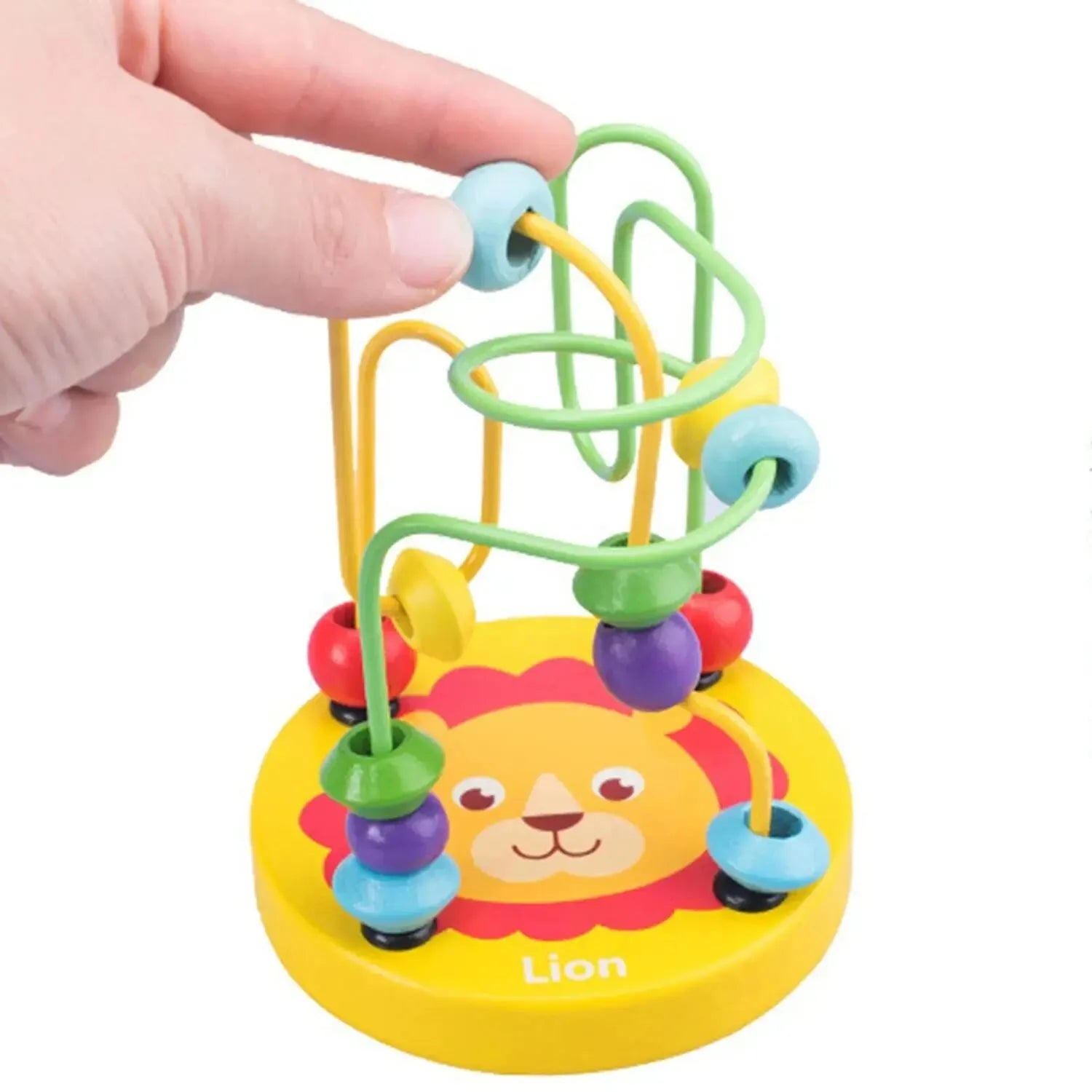 Montanha-Russa Colorida de Madeira — Brinquedo Educativo com Labirinto de Contas