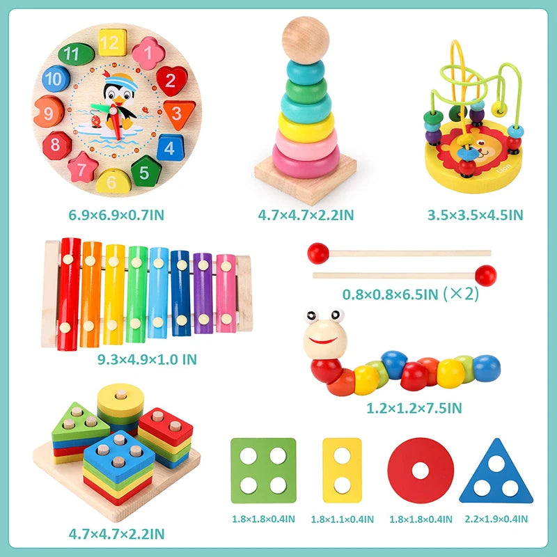 Quebra-Cabeça 3D Montessori de Madeira — Brinquedo Educativo para Bebês e Crianças