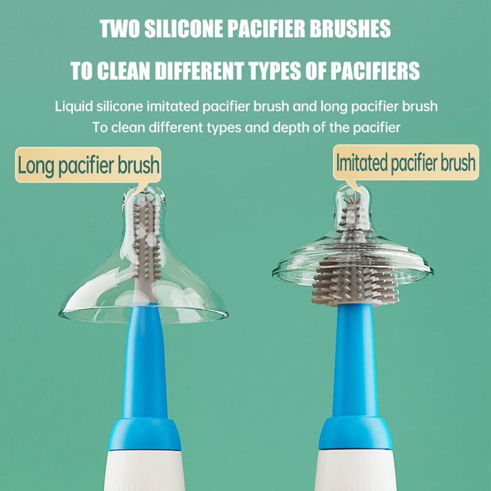 Escova Elétrica para Mamadeira — 1500mAh Sem Fio, Silicone, com Extensões