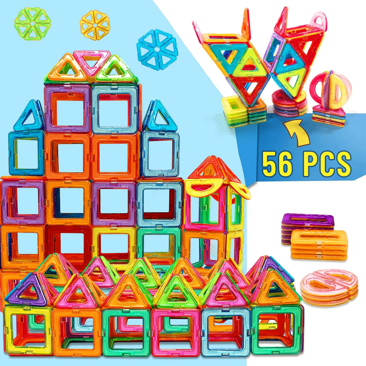 Blocos Magnéticos de Construção STEM — Brinquedo Educativo