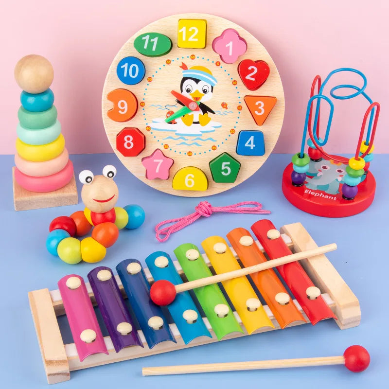 Quebra-Cabeça 3D Montessori de Madeira — Brinquedo Educativo para Bebês e Crianças