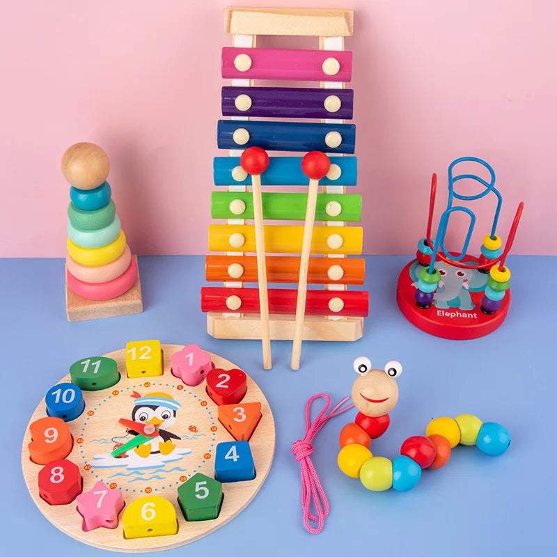 Quebra-Cabeça 3D Montessori de Madeira — Brinquedo Educativo para Bebês e Crianças