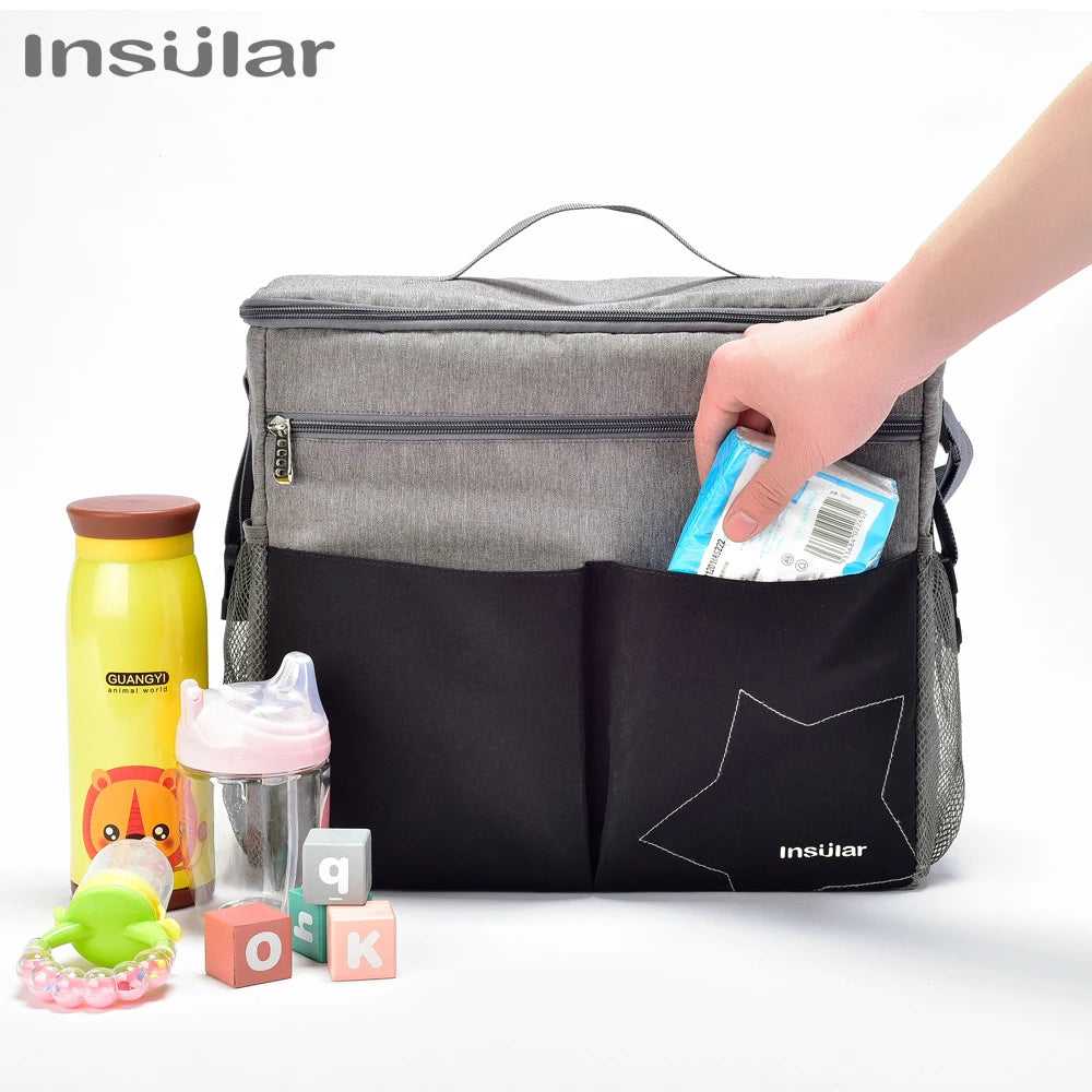 Mochila Maternidade Insular — Bolsa de Fraldas Grande com Zíper Antifurto
