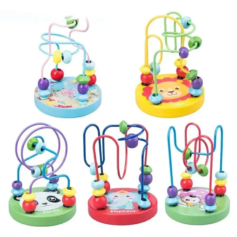 Montanha-Russa Colorida de Madeira — Brinquedo Educativo com Labirinto de Contas