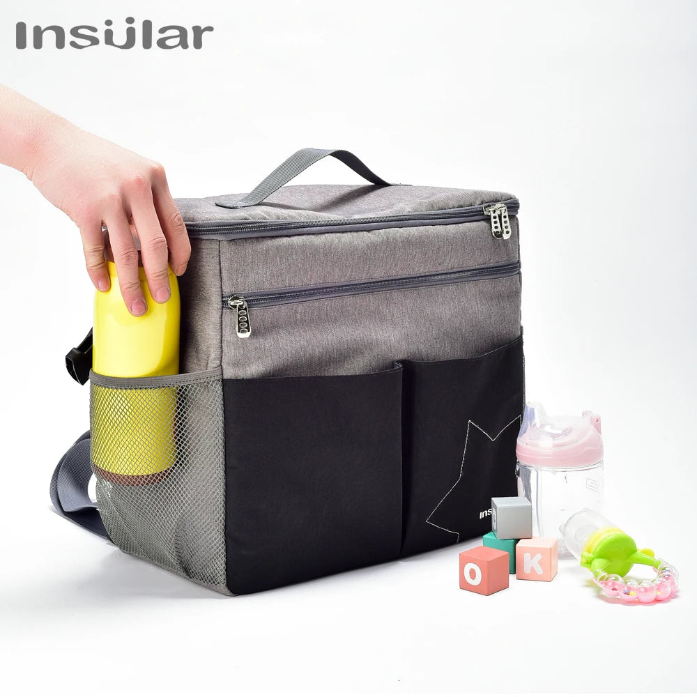 Mochila Maternidade Insular — Bolsa de Fraldas Grande com Zíper Antifurto