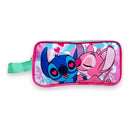 Estojo Escolar Grande Lilo Stitch Rosa 2 Compartimentos Infantil Kids Escola Material Lapis